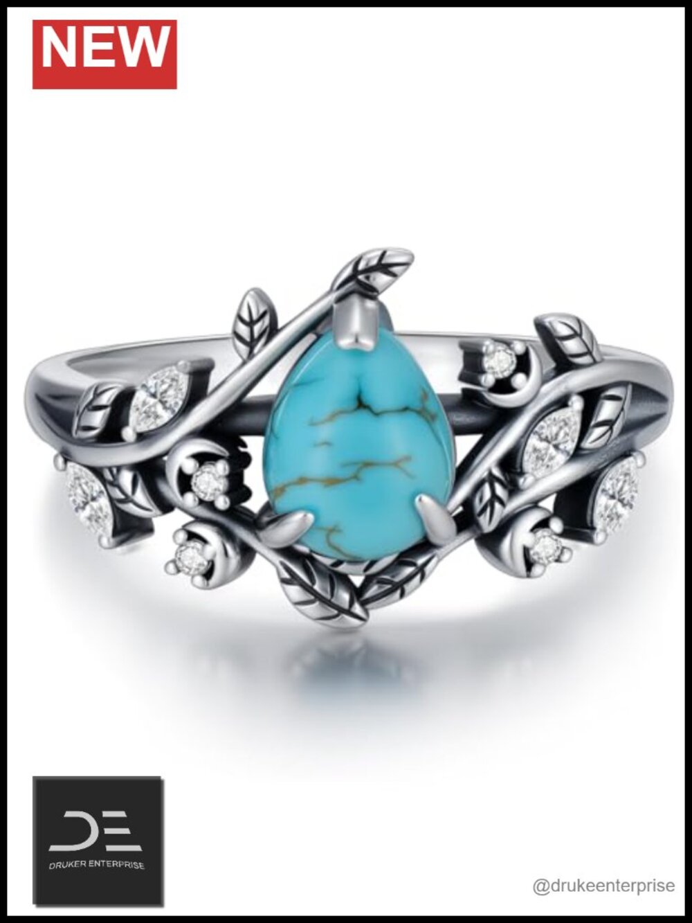 925 Sterling Silver Turquoise Ring Boho Western Eternity Jewelry Gift for Her